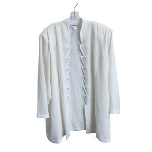 Vintage Hosanna Design Womens 4XL‎ White Rhinestone Scalloped Open Front Jacket